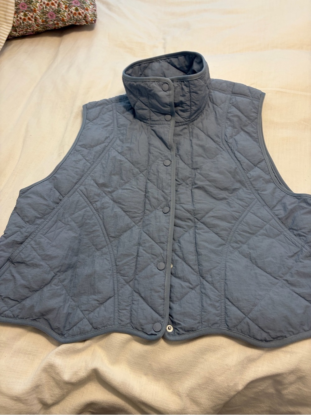 FP Movement by Free People Quilted Sleeveless Vest in Dusty Blue
